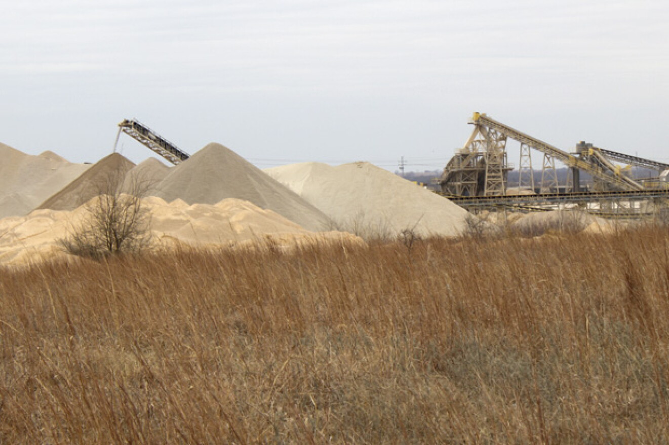 An active aggregate mining operation near Mill Creek, Okla. 